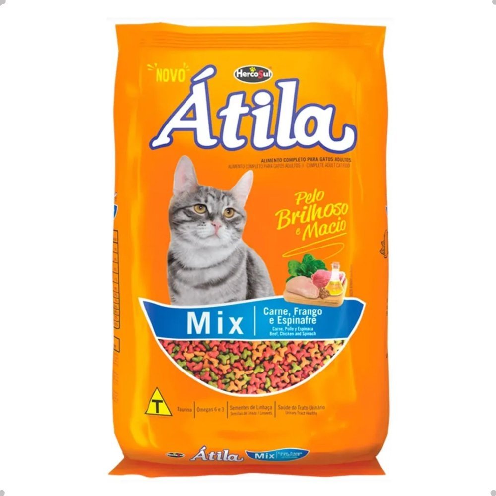 Ração Atila Gatos Adultos Mix carne, frango e espinafre 20kg