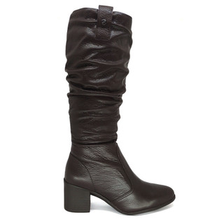 Bota Bottero Cano Longo Salto Médio Enrugada Couro 346920