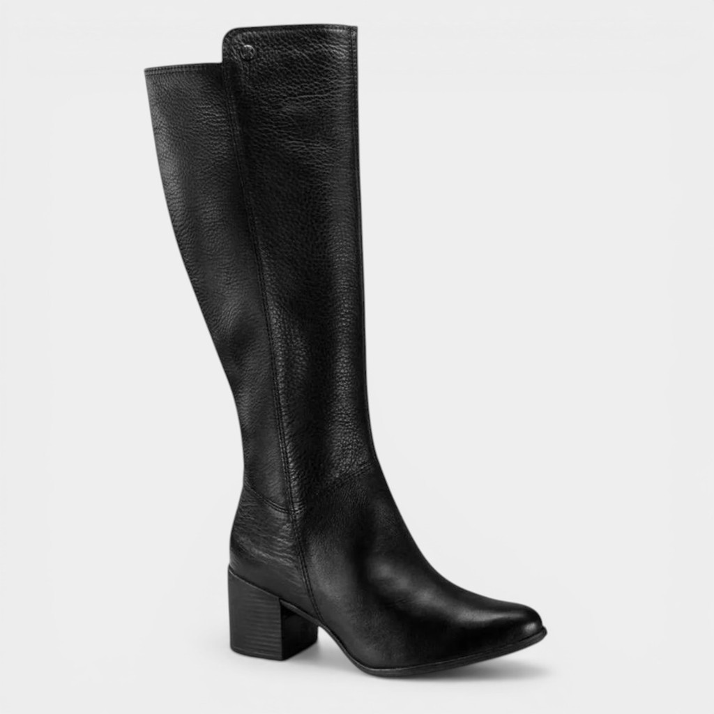 Bota Couro Bottero Cano Alto Feminina - Preto