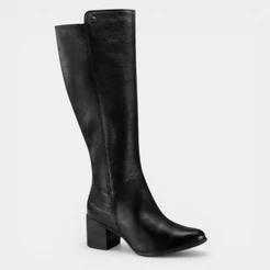 Bota Couro Bottero Cano Alto Feminina - Preto