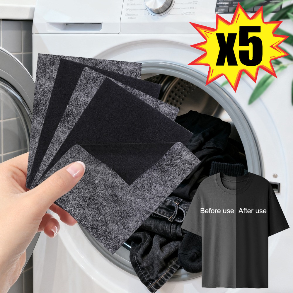 Papel para Tingir e Restaurar Roupas Pretas Antigas, 5 Peças, Prático, Tabletes Tingidores, Fixação de Cor V4DF