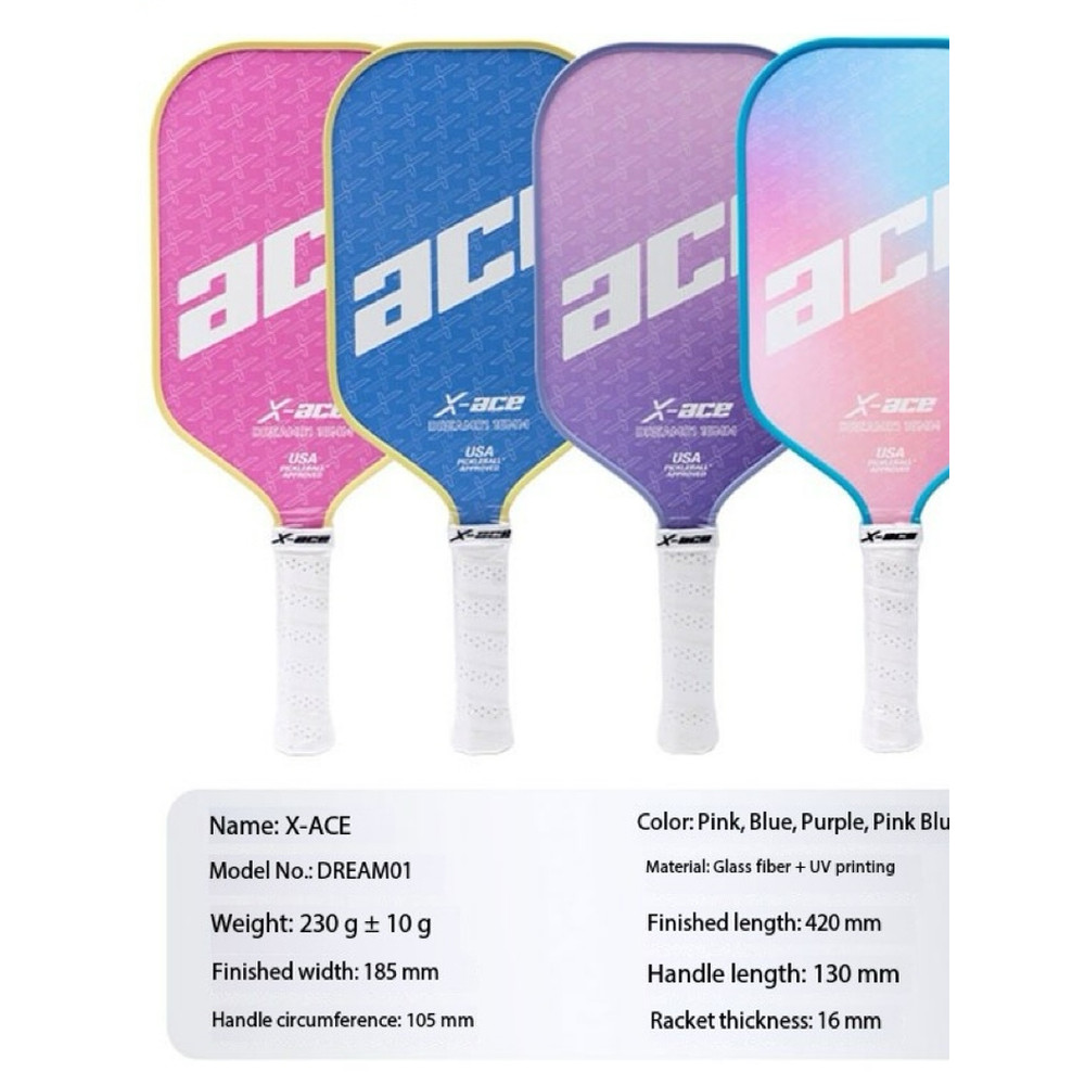 X-ACE Pickle Ball Set Adulto Raquete Dupla Fibra de Carbono Ultra-Leve Grande Zona Doce Iniciante Fácil de Usar com Saco