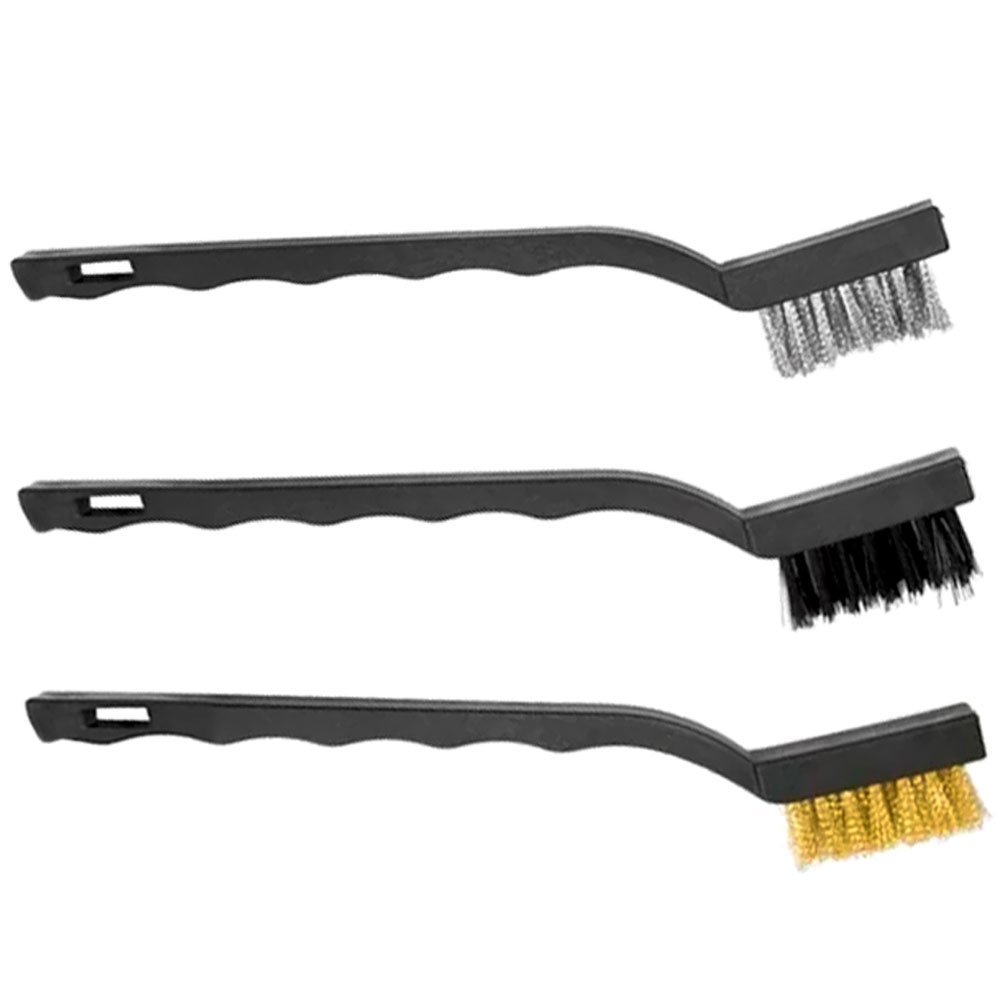 Jogo de Escovas Aço e Nylon com Cabo Plastico 3 Pecas MTX