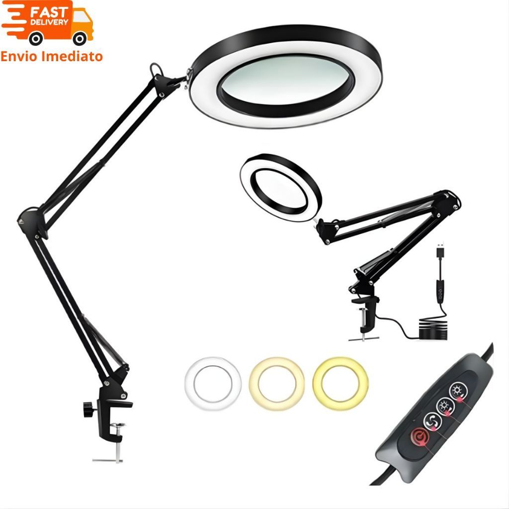 Lupa Luminária Bancada Led Estética Articulável Depilação Bivolt 110/220v M023 em Oferta na Shopee