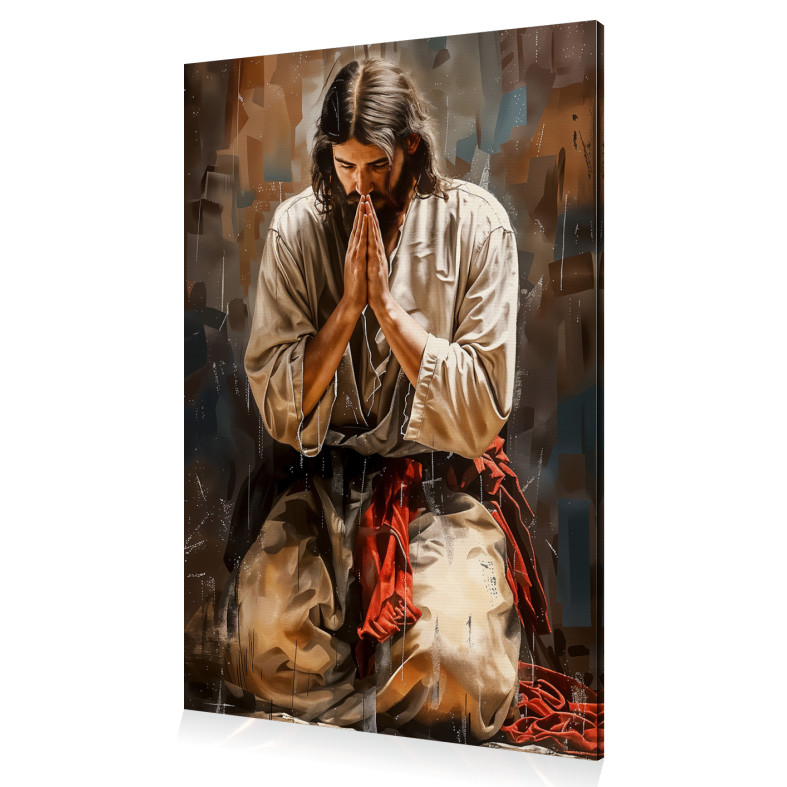 Quadro Moderno Cristão Decorativo Imagem Jesus Cristo Oração Arte Religiosa Canvas 60x40