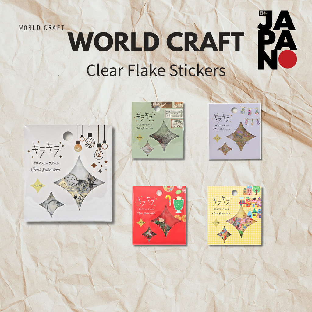 World Craft Sticker Glitter Clear Flake Sticker Gold Foil 12 Patterns x 3 Sheets With Coffee KFS-011