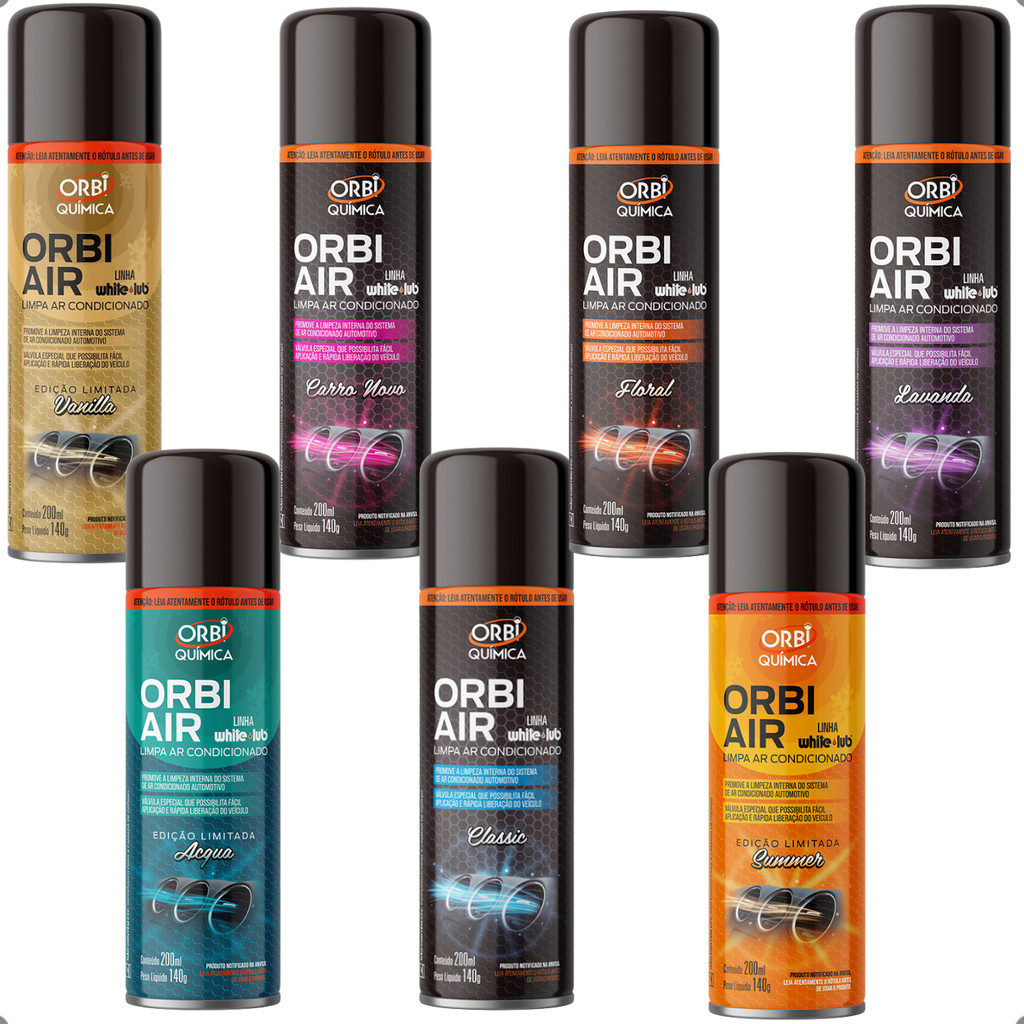 Higienizador Ar Condicionado Orbi Air Granada 200ml Tira Mau Cheiro Bactericida 7 Aromas Diferentes