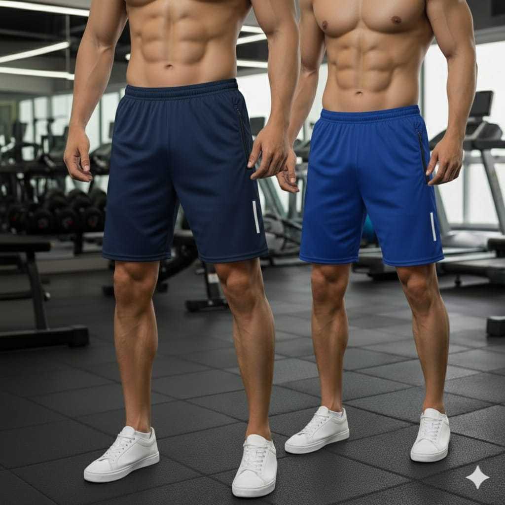 Kit 2 Short Masculino Academia Treino Corrida Esportivo Com Zíper e Refletivo Bermuda Chimpa Dry