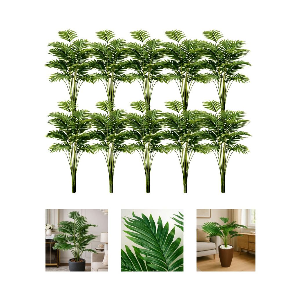 Kit 10 Planta Artificial Palmeira Decoração Casa Sem Vaso