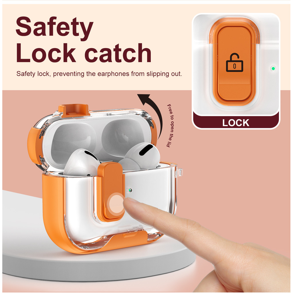 Capa Protetora Fashion Em Bloco Colorido Com Trava De Segurança E Suporte Para Telefone AirPods Pro 3/2/4 , Fone De Ouvi