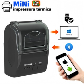 Mini impressora térmica, diâmetro de 58/80 mm, computador Android portátil sem fio com interface USB em Oferta na Shopee