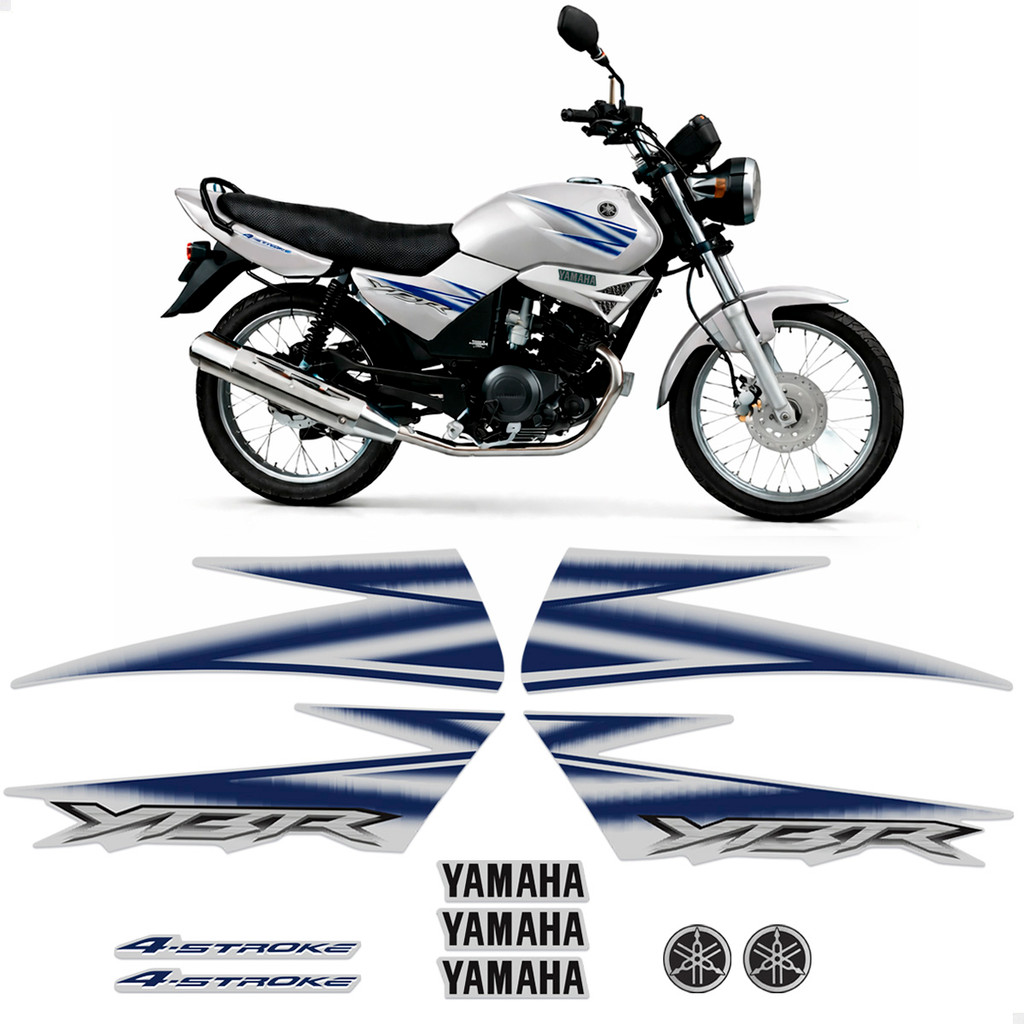 Kit Adesivos Para Yamaha Ybr 125 2006 Moto Prata + Emblemas em Oferta na Shopee