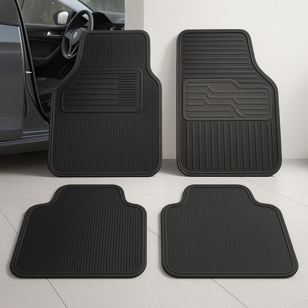 Kit 4 Tapetes Automotivos de Borracha Universal Antiderrapante Lavável