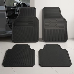 Kit 4 Tapetes Automotivos de Borracha Universal Antiderrapante Lavável