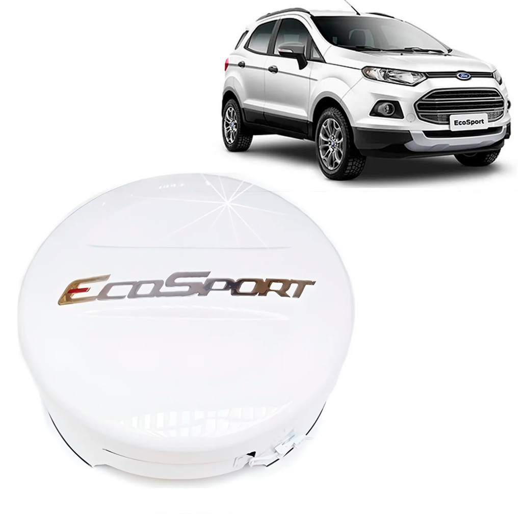 Capa De Estepe Rígida Com Cadeado Para Ford New Ecosport 2021 Até 2023 Aro 15/16/17  Capa de Pneu Cor Branco Ártico