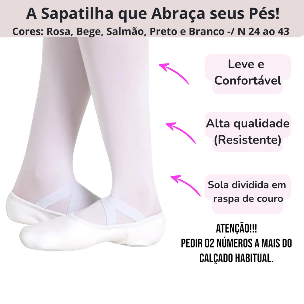 Sapatilha Sola Dividida Lona Ballet do 24 ao 43, Sapatilha ballet meia ponta, Super Promoção, Apenas hoje!