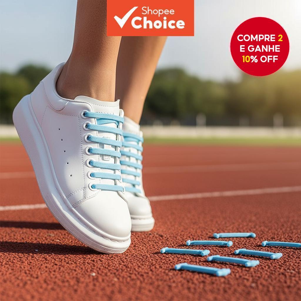 16pcs Cadarços de Silicone Sem Amarrar, Elásticos de Trava Rápida para Tênis Infantil e Adulto para Corrida