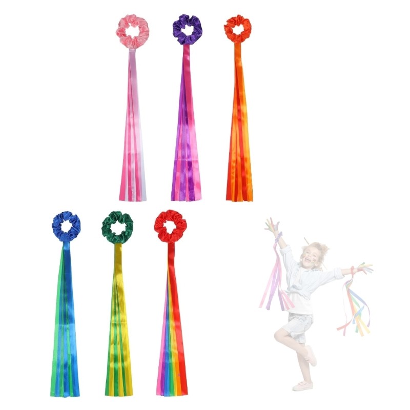 6 Peças Fitas Dança Ginástica Arco-Íris Ritmo Serpentinas Pulso Decorações Para Eventos Escolares E Jogos C