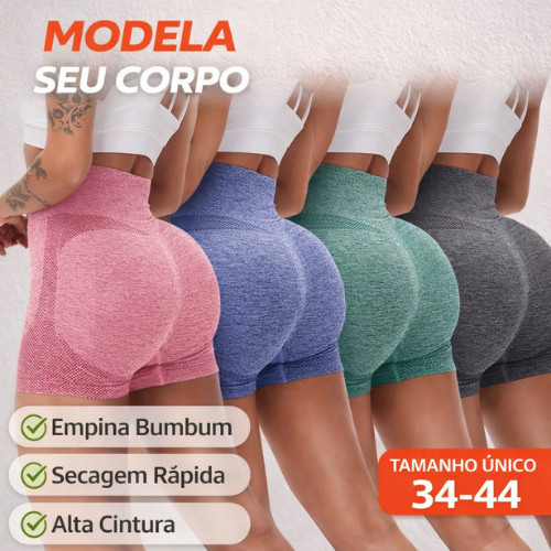 Kit 4 Shorts Levanta Bumbum Academia Feminino Secagem Rapida esportiva Academia Feminina Cintura Alta Elástica