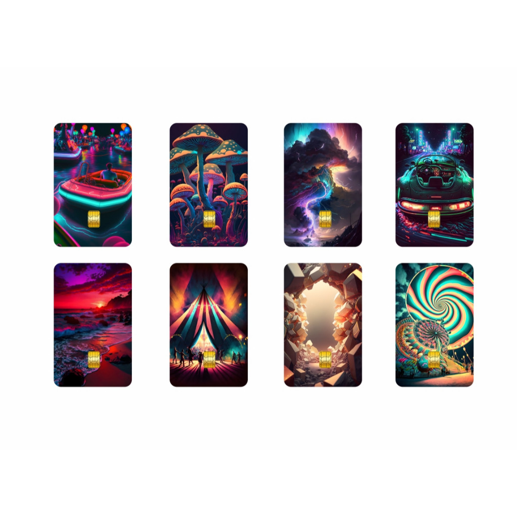KIT 8 ADESIVOS para cartão Credit/debit TEMA: MUNDO FANTÁSTICO CAR 151  (película protetora - corte eletrônico)