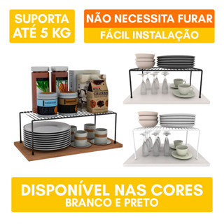 Kit Organizador de Cozinha Rack Prateleira Suspensa Suporte Armário Multiuso 32cm Elegante em Oferta na Shopee