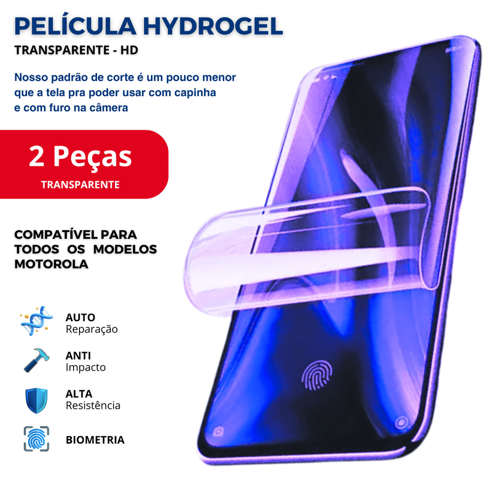 Kit 2 UN Película Hidrogel Transparente HD Premium para Motorola Moto G e Edge Alta Qualidade