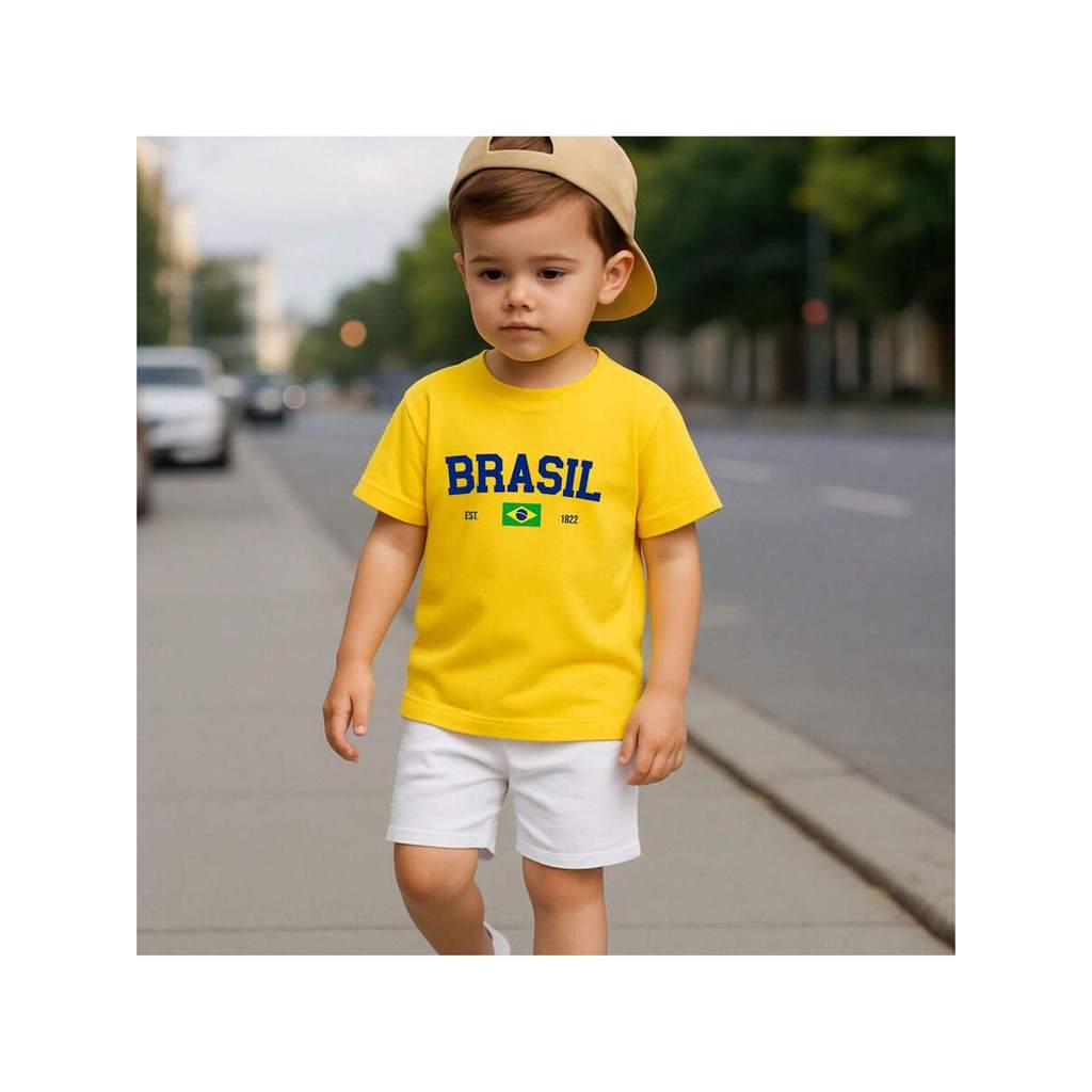 Camiseta Infantil Unissex Brasil Copa Comemoração Unissex Seleção Dia a Dia Leve e Confortavel em Oferta na Shopee