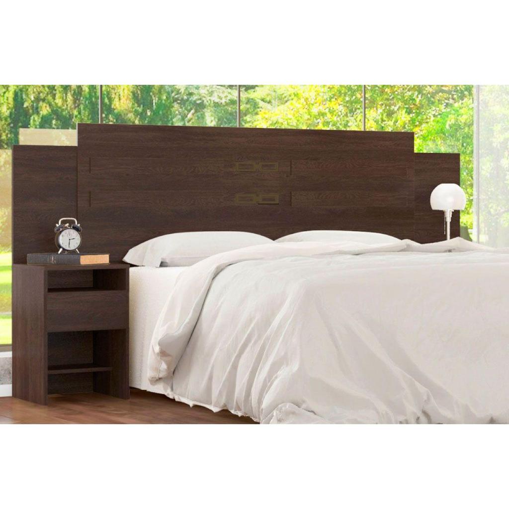Cabeceira Cama Box Madeirado Cor Ébano Touch Casal Triunfo 2 Mesas c/ 2 Gavetas Ébano Touch - Demóbile em Oferta na Shopee