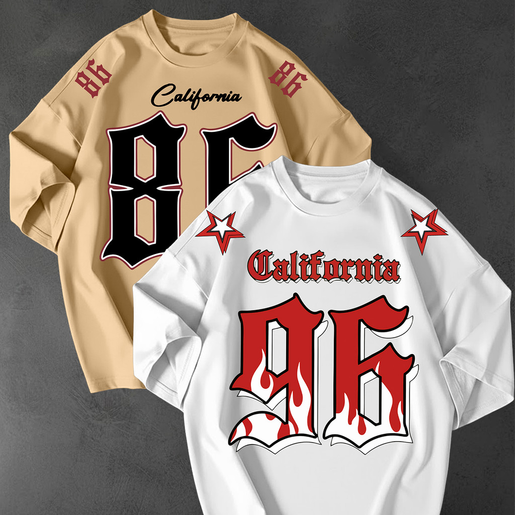 Kit 2 Camisetao California Estampada Oversized Unissex 100 Algodao Fio 30.1 Largo Solto Tendencia LA
