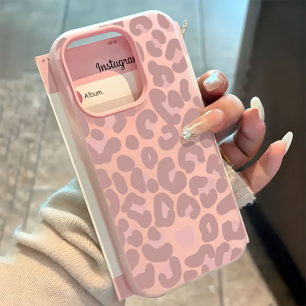 2 Em 1 Capa De Gelatina Capinha Para iPhone 17 Ar 16 15 14 Plus 13 12 11 Pro Max 16e Anti-Impacto Rosa Leopardo Impressã em Oferta na Shopee