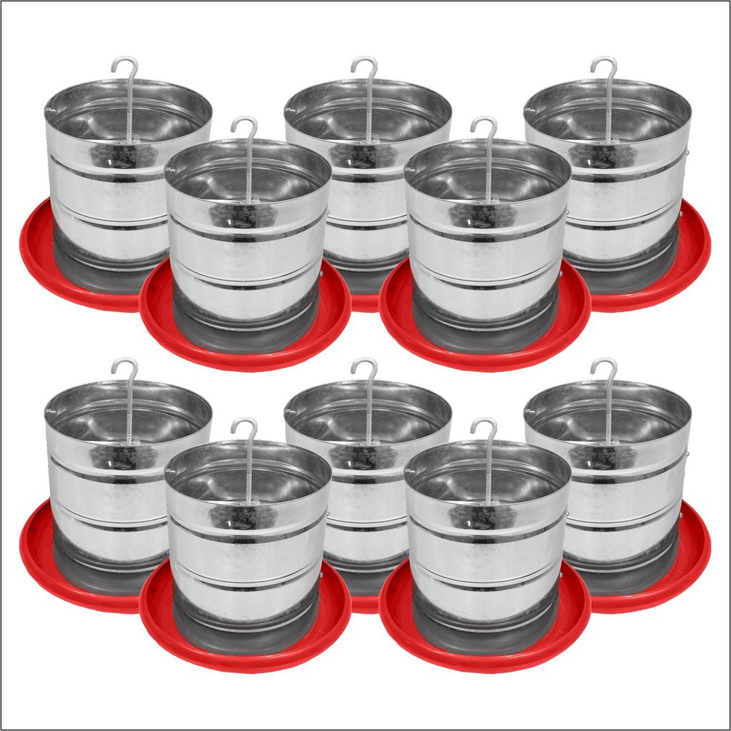 Kit 10 Comedouro Tubular 3kg p/ Frango Aves Galinha Faisão