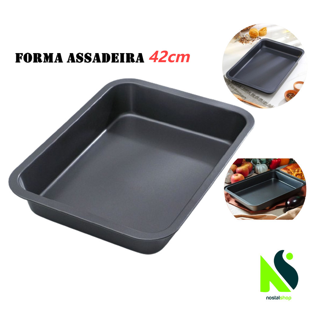 Forma Assadeira Retangular 42x28cm Para Torta Antiaderente Forma Para Pão Cuca Forma Para Bolo em Oferta na Shopee