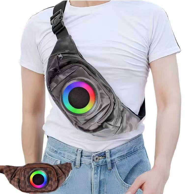 Nova Moda Bolsa de Ombro Transversal Bluetooth com Caixa de Som Integrada | Bolsa Musical Portátil Unissex - XL