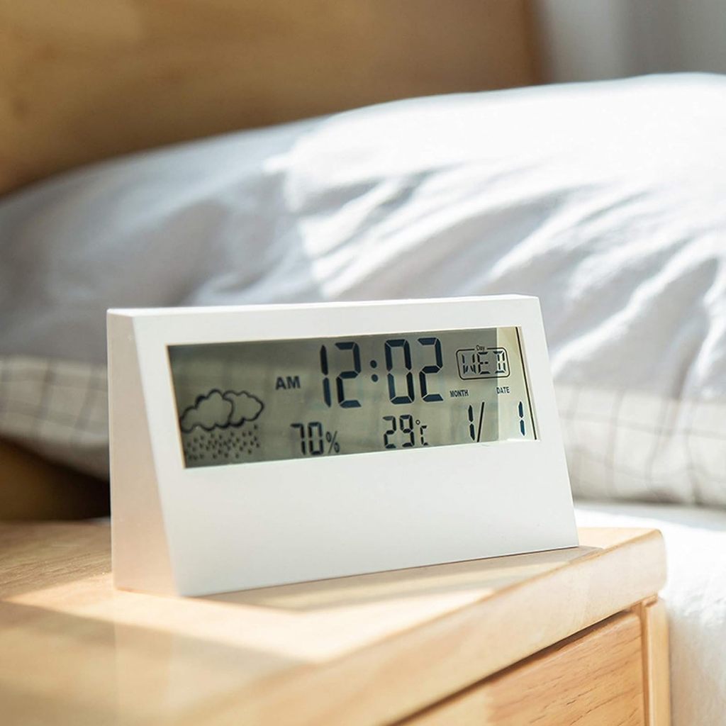 Relógio Digital Despertador Alarme De Mesa 13x7x3 Lcd De Plástico Com Tela Grande Design Simples E Recursos Despertador