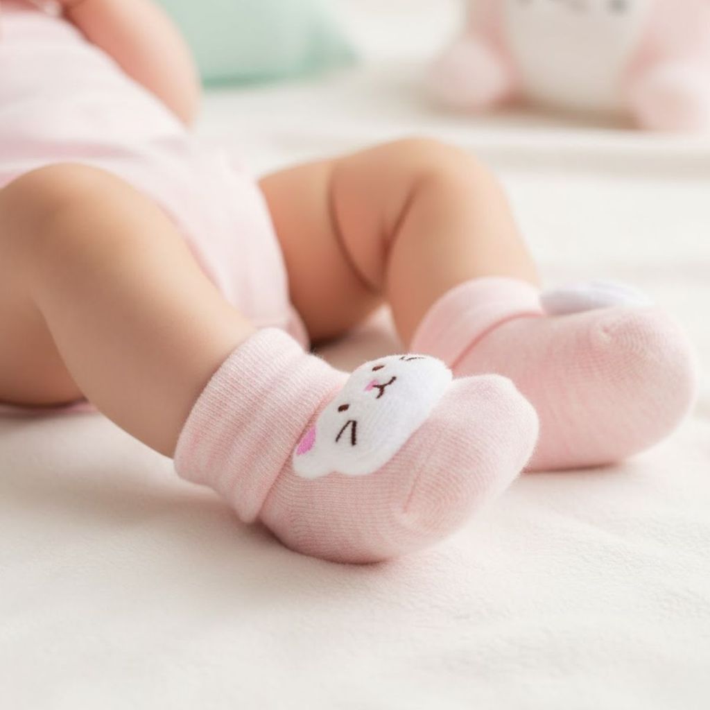 Meia Bebê Pimpolho Menino Menina Bichinho Inverno Pelúcia Recem Nascido Rn BB Quentinha Inverno