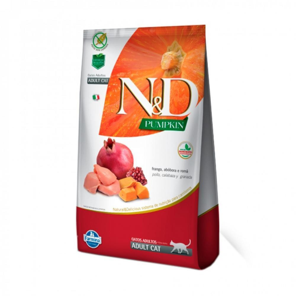 Gatos Adultos de Todas as Raças Sabor Frango Abóbora e Romã 7,5Kg N&D Pumpkin
