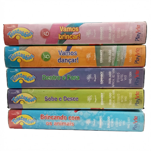 Coleção de VHS Teletubbies Volumes 1, 3, 4, 5 e 6