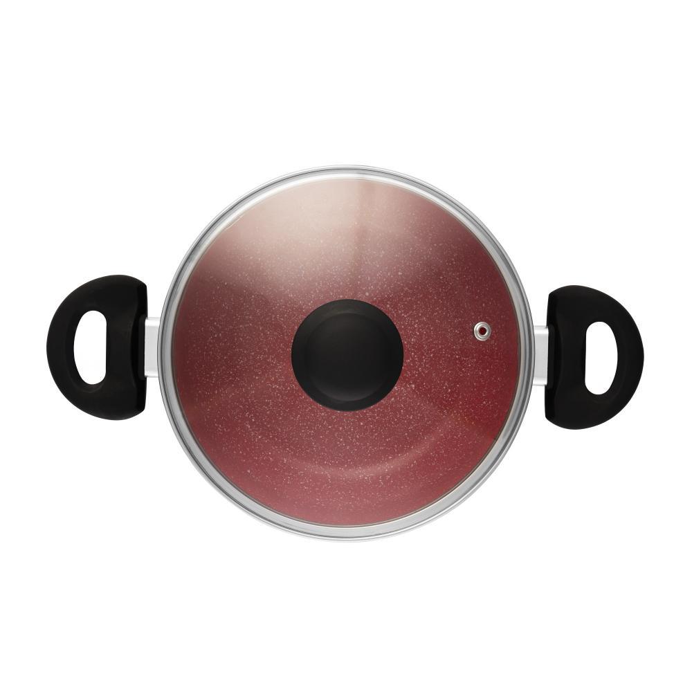 Caçarola de Indução com Tampa de Vidro 22cm Vermelho em Oferta na Shopee