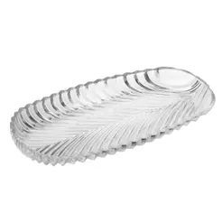 Travessa Lyor Leaf de Vidro 32.5cm x 12.5cm x 3cm para Mesa Posta Cozinha Decoração Sala Jantar Presente Elegante Estilo