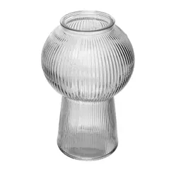Vaso de Vidro Lines 17cm Wolff para Flores Arranjos Decoração Mesa Aparador Sala Quarto Centro de Mesa Elegante Moderno