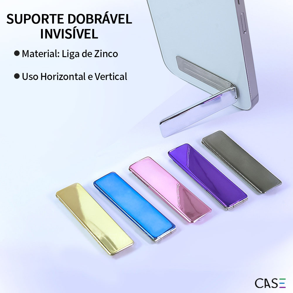 Suporte Dobrável Invisível Para Celular Liga de Zinco Uso Horizontal e Vertical KZJ012