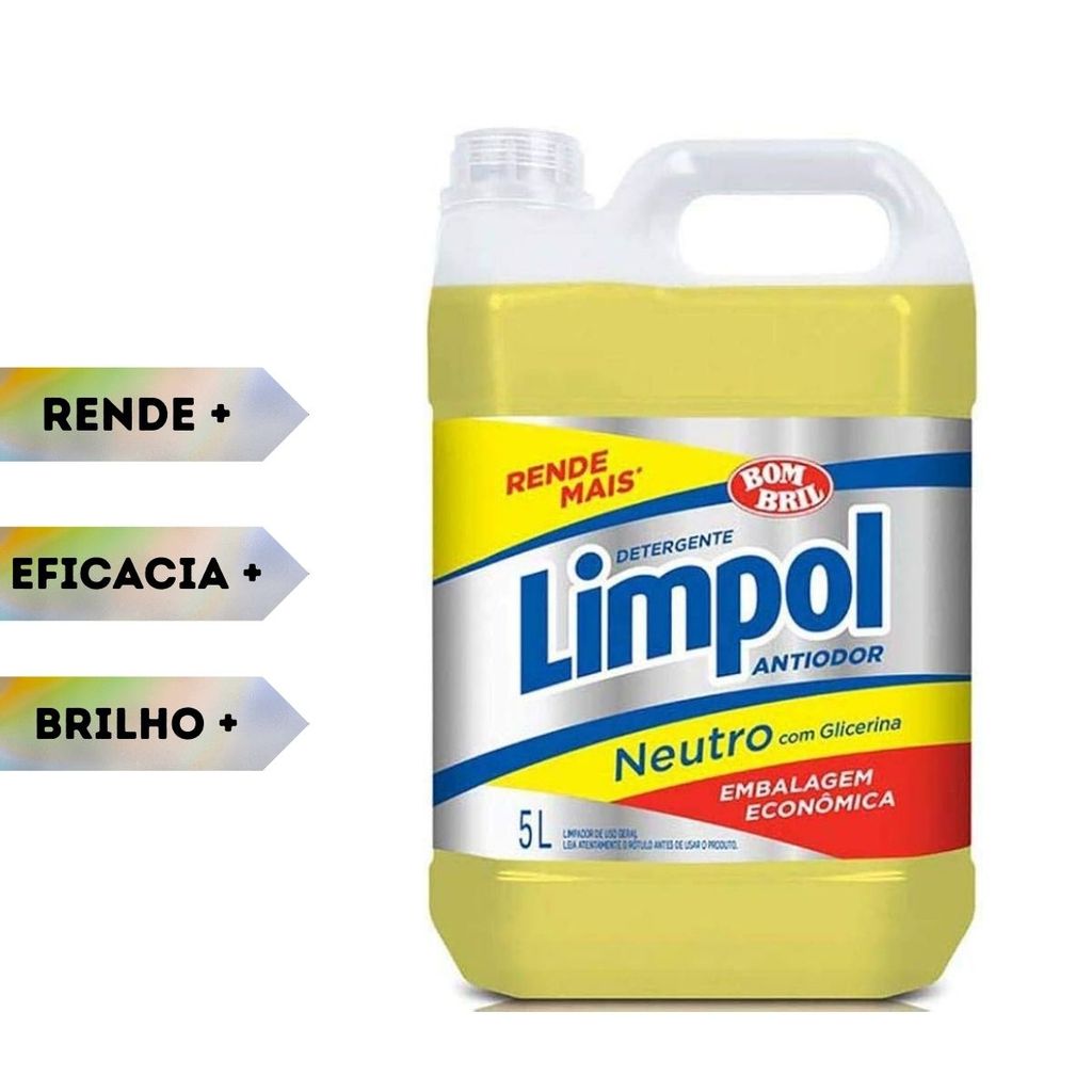 Imagem Detergente Lava Louças Liquido Limpol 5L Neutro e Cristal