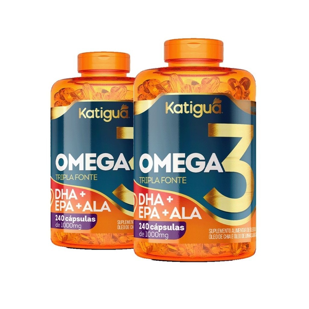 Kit com 2 Ômega 3 1000mg 240 capsulas Tripla Fonte Katiguá em Oferta na Shopee