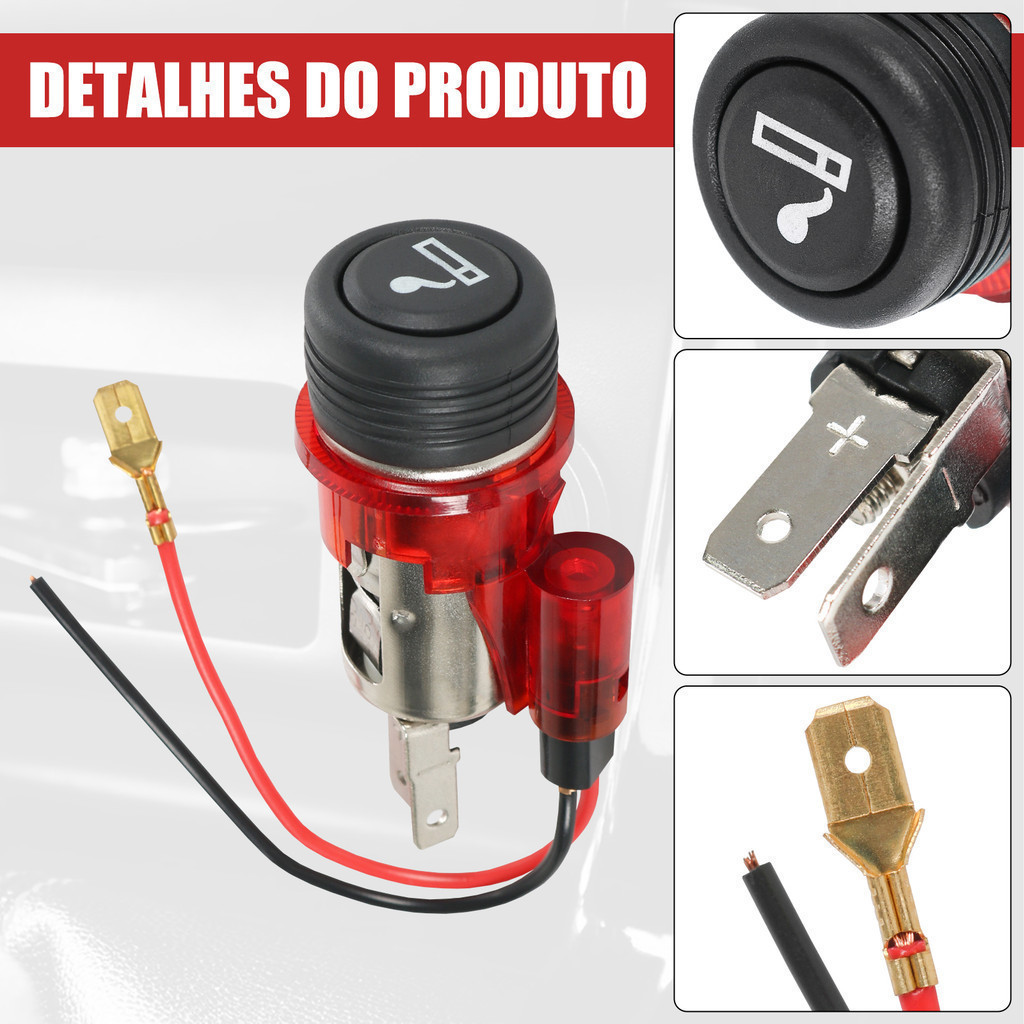 Acendedor tomada de carro 12v Veicular Universal Tomada Automotivo em Oferta na Shopee