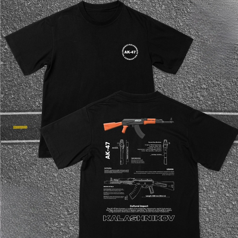 [Camiseta Premium em Algodão Puro]GXG StreetWear Kalashnikov 100% Algodão Premium Basica Oversized Conforto Vintage