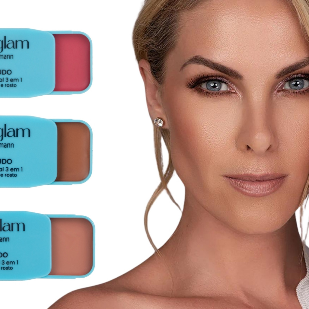 Faz Tudo Multifuncional 3 em 1 Blush Contorno Sombra Batom Fast Glam Ana Hickmann em Oferta na Shopee