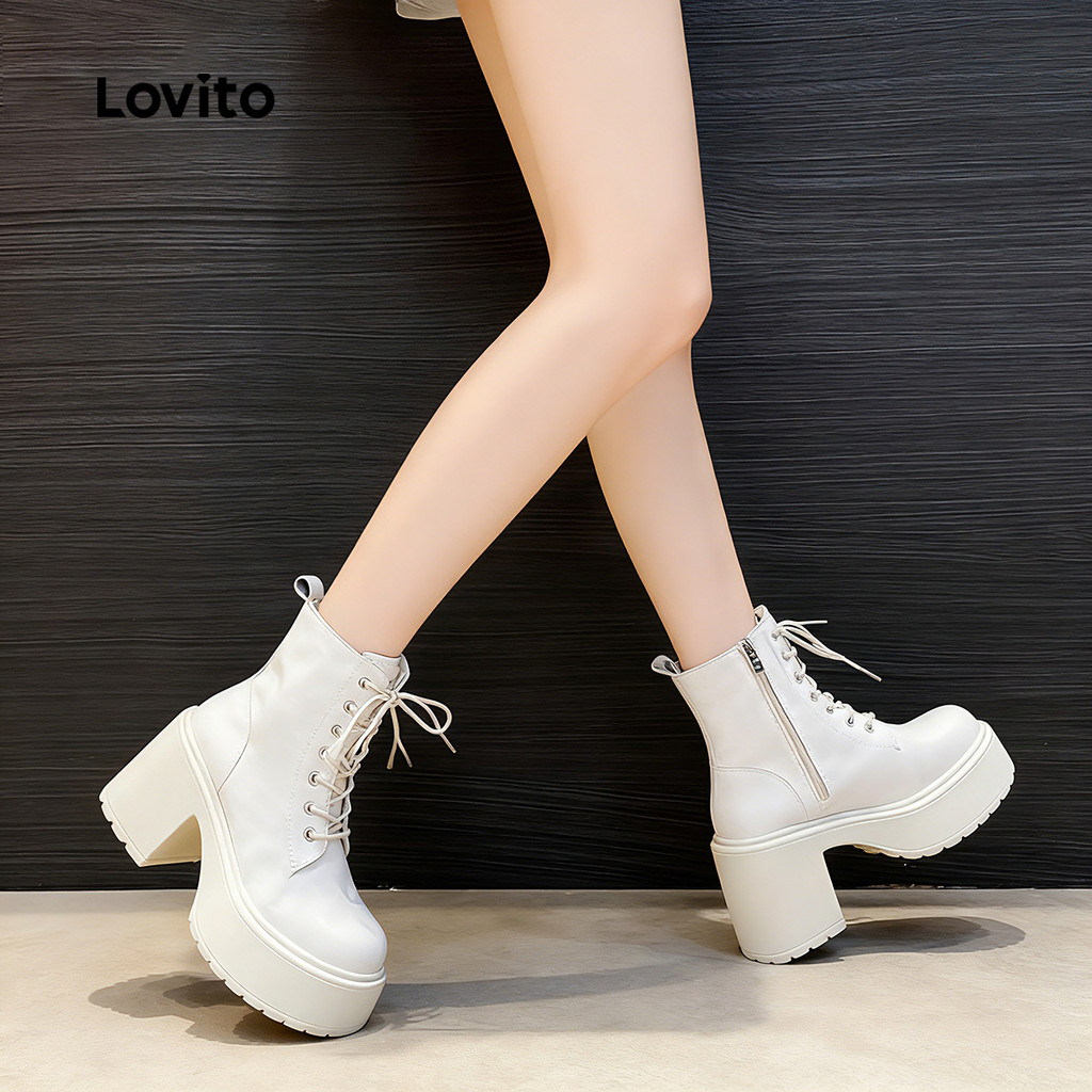 Lovito  Botas Casuais Botas Curtas para mulheres. LFA106057 em Oferta na Shopee