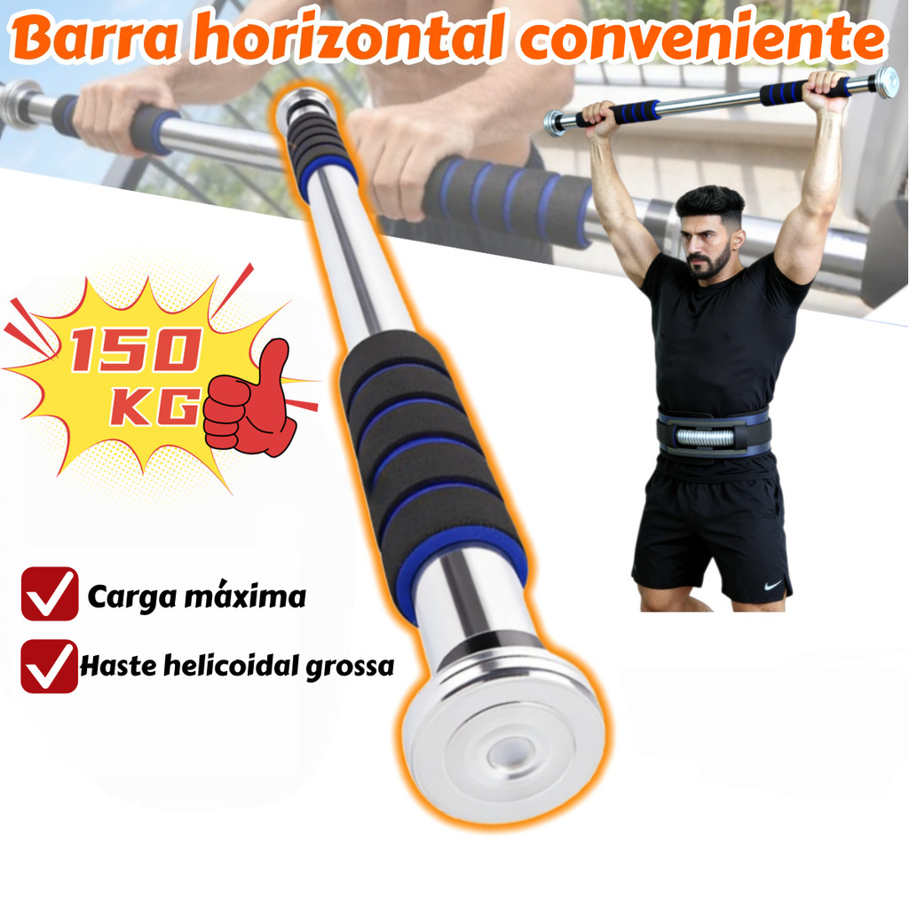 Barra Fixa Flexão Porta Apoio Regulável 64 a 100 Cm