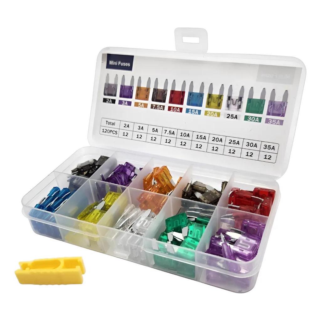 Kit Jogo de Fusíveis Automotivos Lâmina Mini 120 Peças 2A a 35A Bomvink Para Carros Motos Muito Mais em Oferta na Shopee