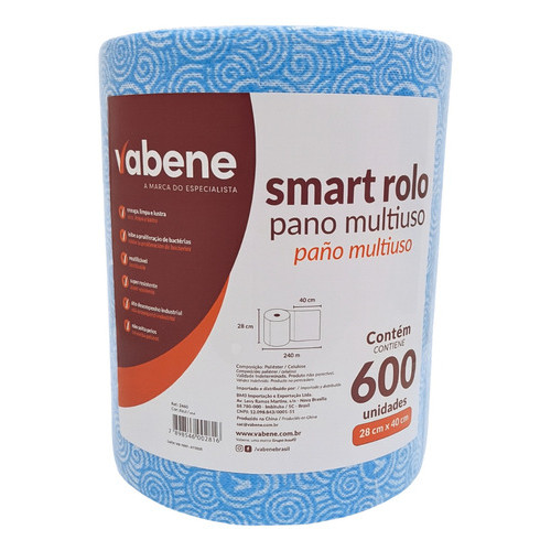 Pano Multiuso Smart Vabene 28x40cm Azul 600 Panos